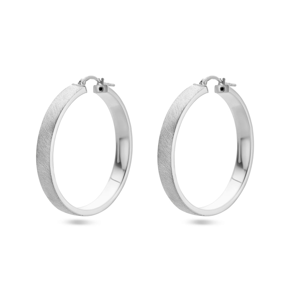 Oorringen poli/mat zilver gerhodineerd