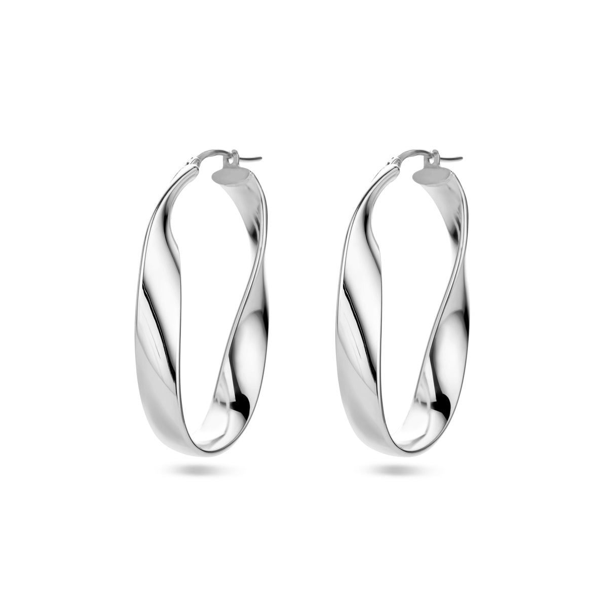 Oorringen gedraaid zilver gerhodineerd