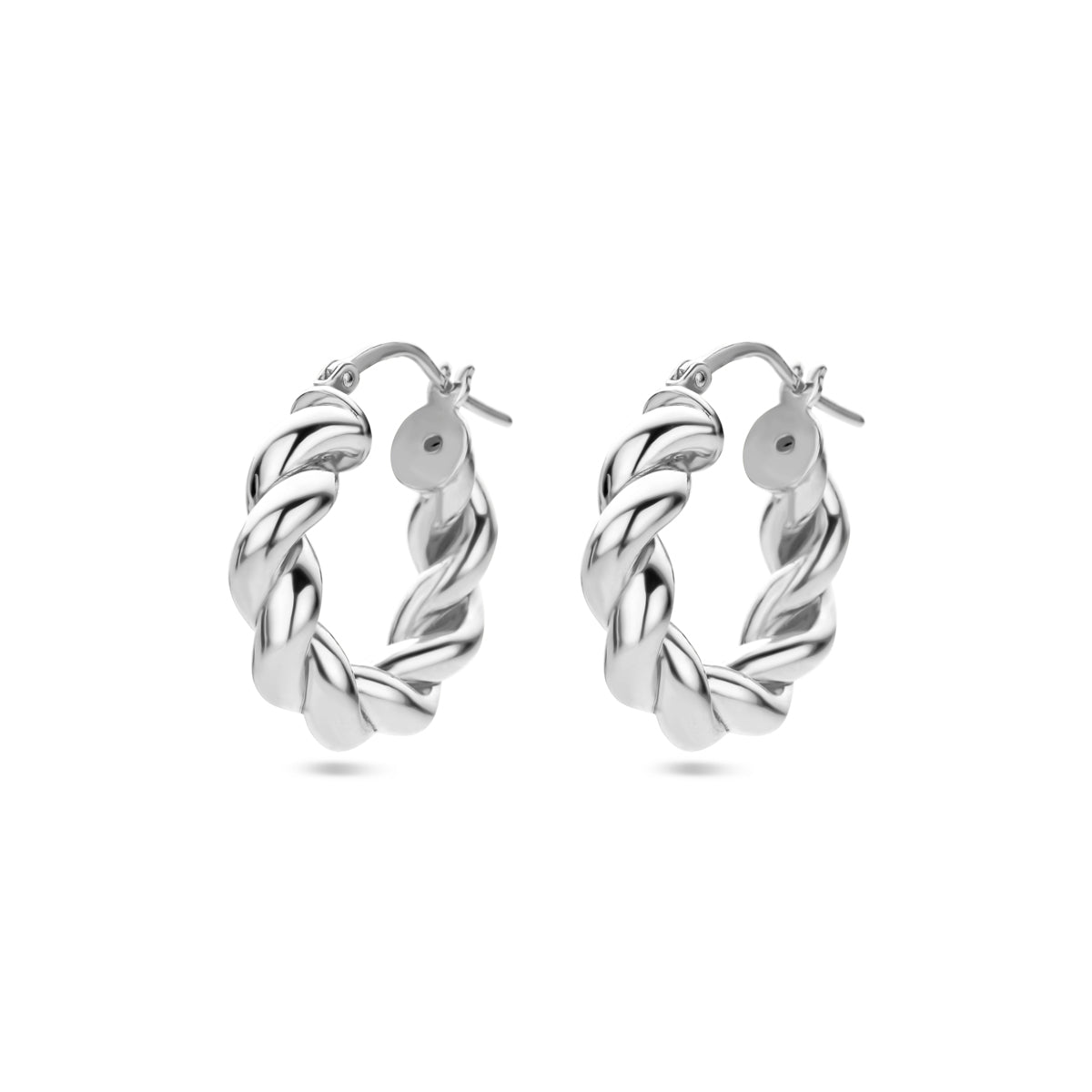 Oorringen gedraaid zilver gerhodineerd