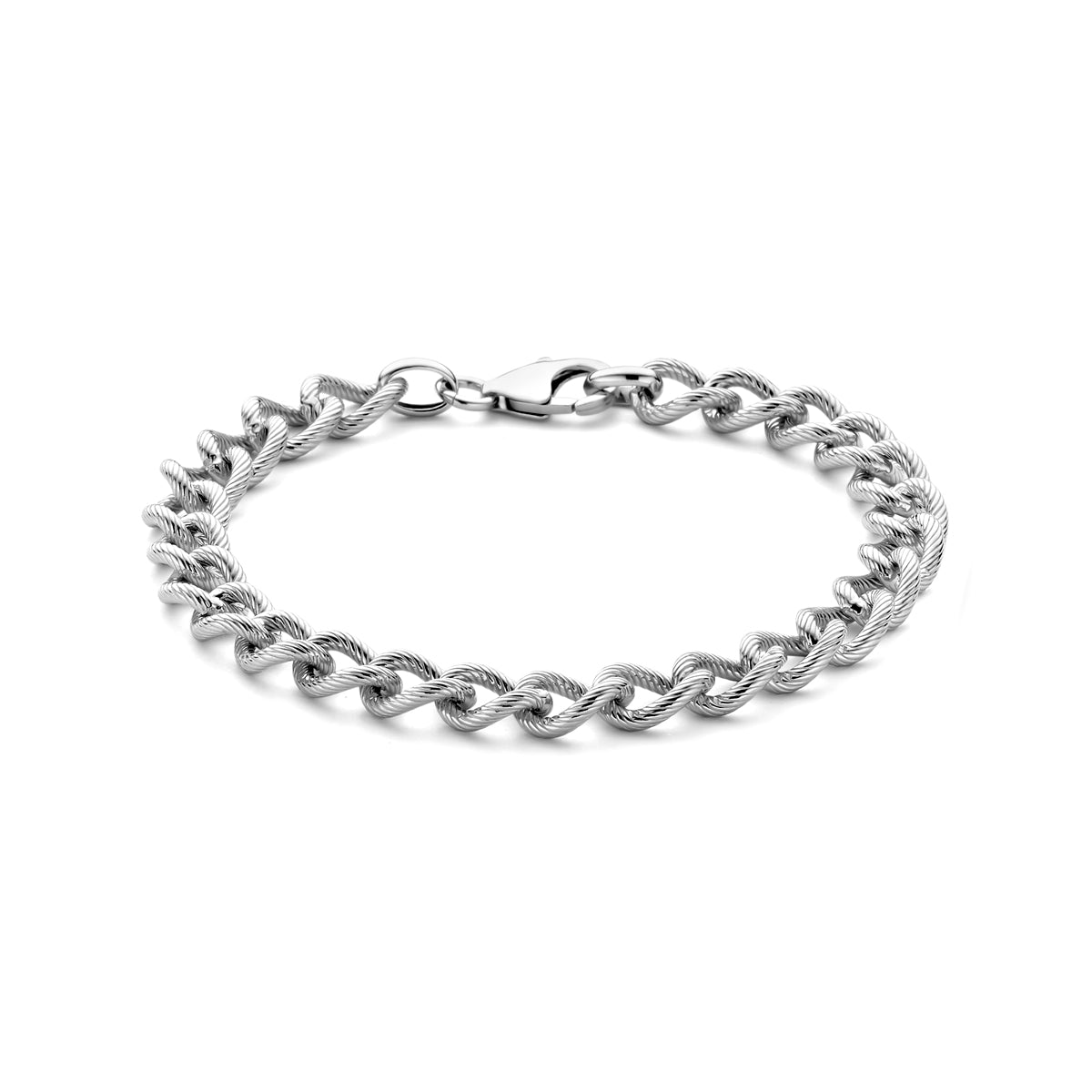 Armband gedraaid 7,5 mm 18,5 cm zilver gerhodineerd