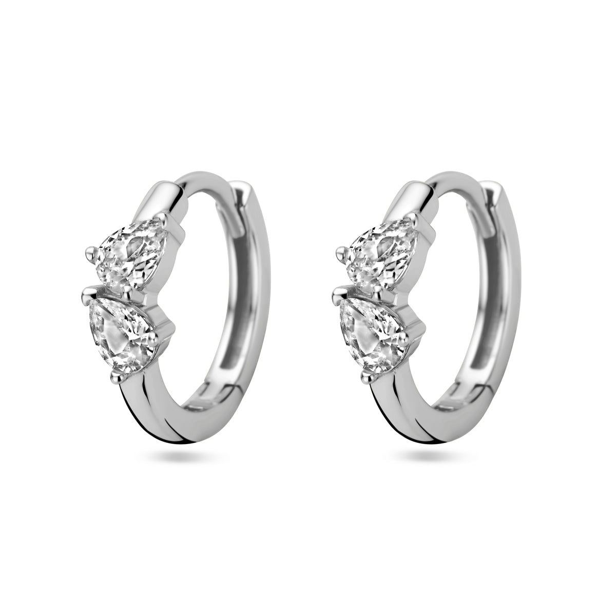 Klapoorringen zirkonia zilver gerhodineerd