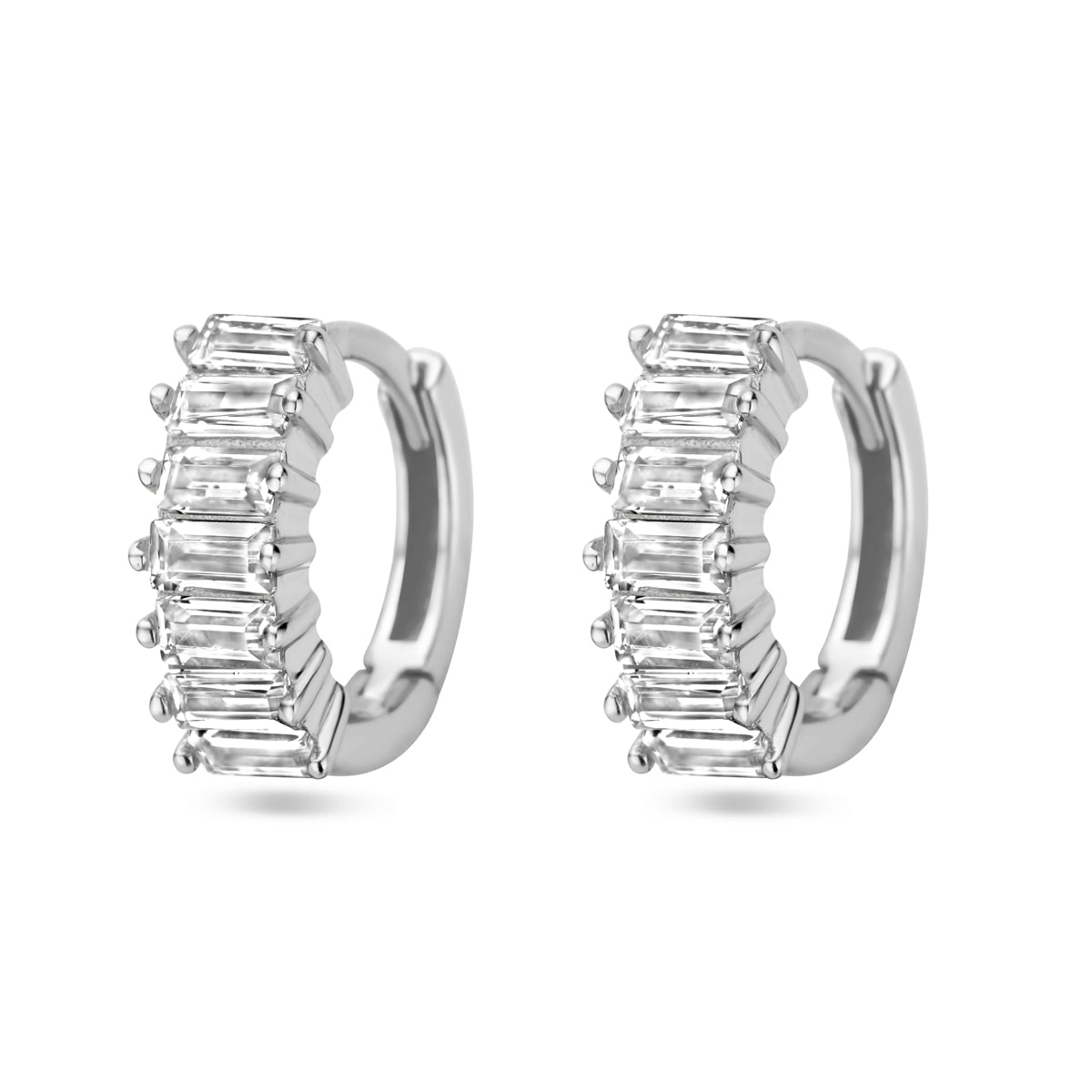 Klapoorringen zirkonia zilver gerhodineerd