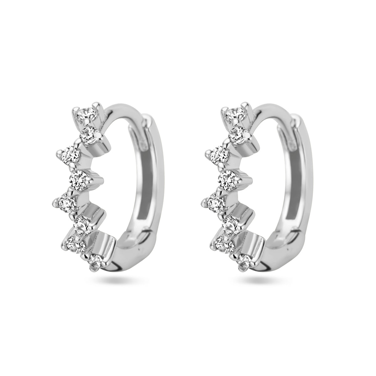 Klapoorringen zirkonia zilver gerhodineerd