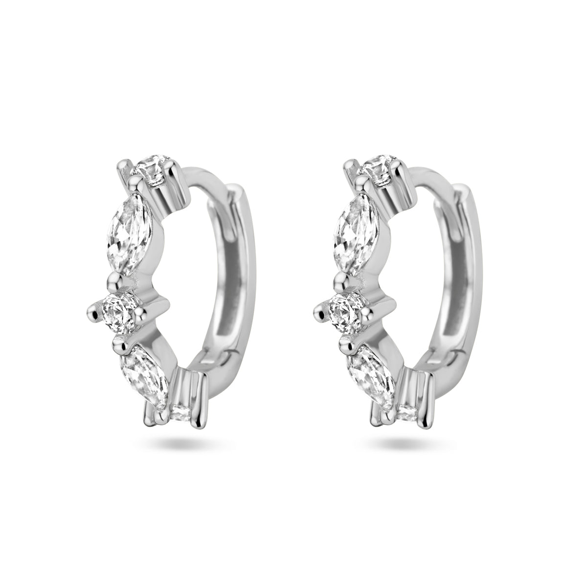 Klapoorringen zirkonia zilver gerhodineerd