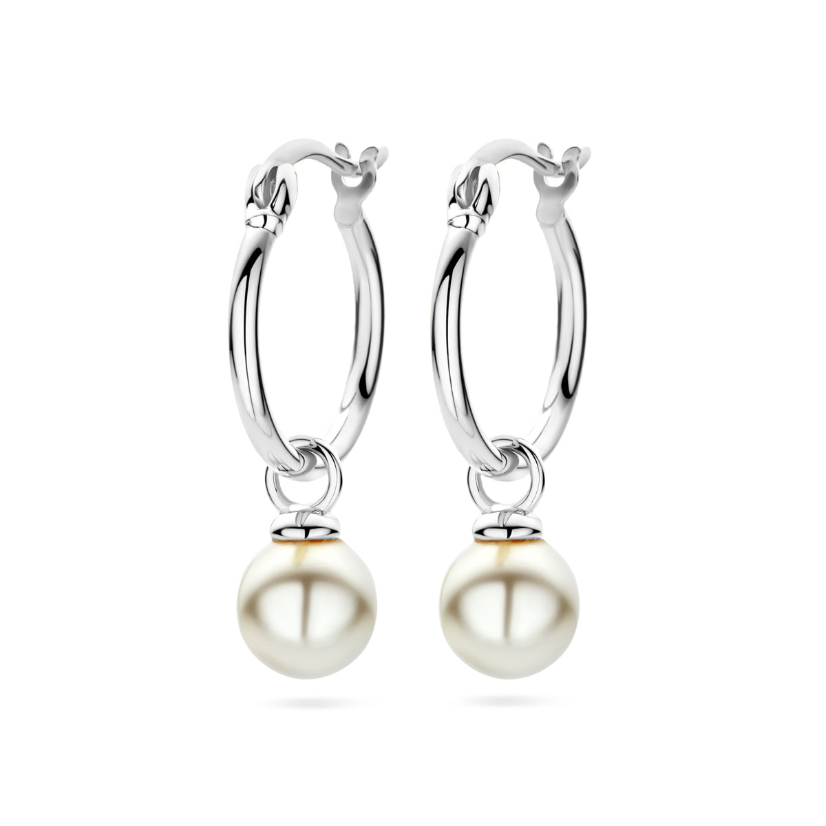 Oorringen synth. parel zilver gerhodineerd