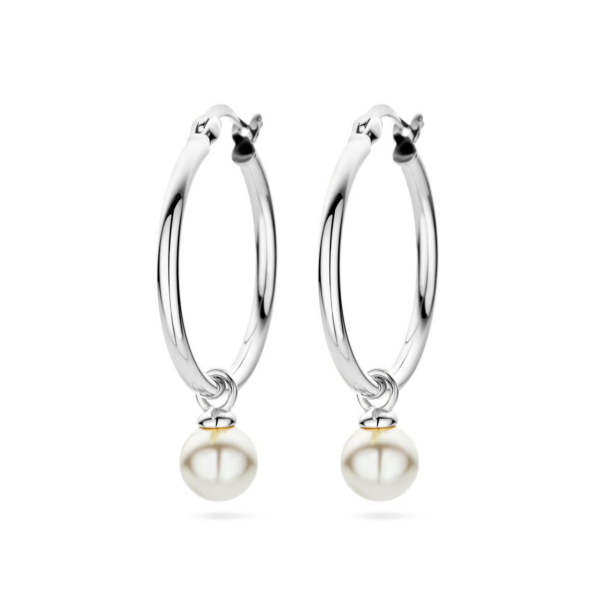Oorringen synth. parel zilver gerhodineerd