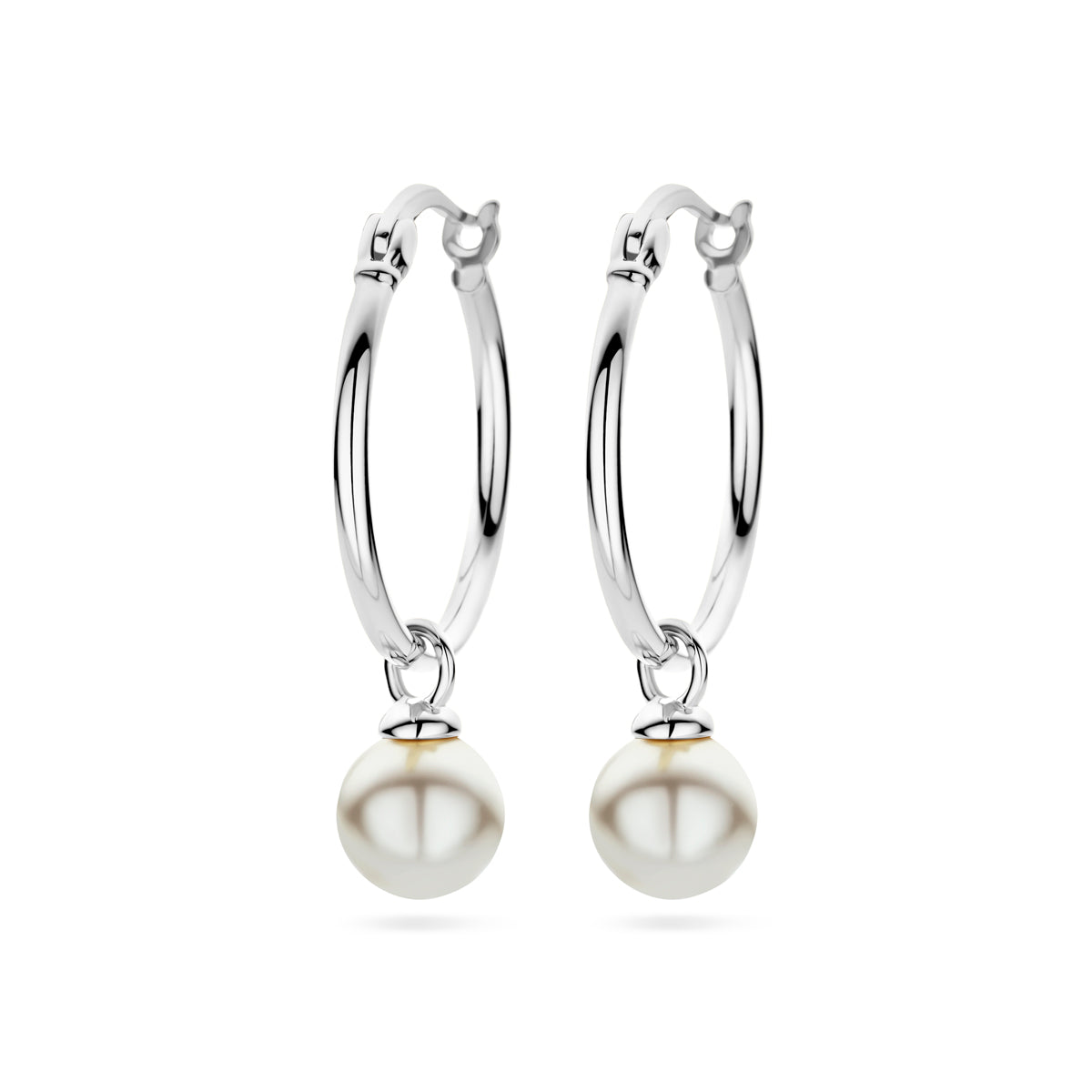 Oorringen synth. parel zilver gerhodineerd