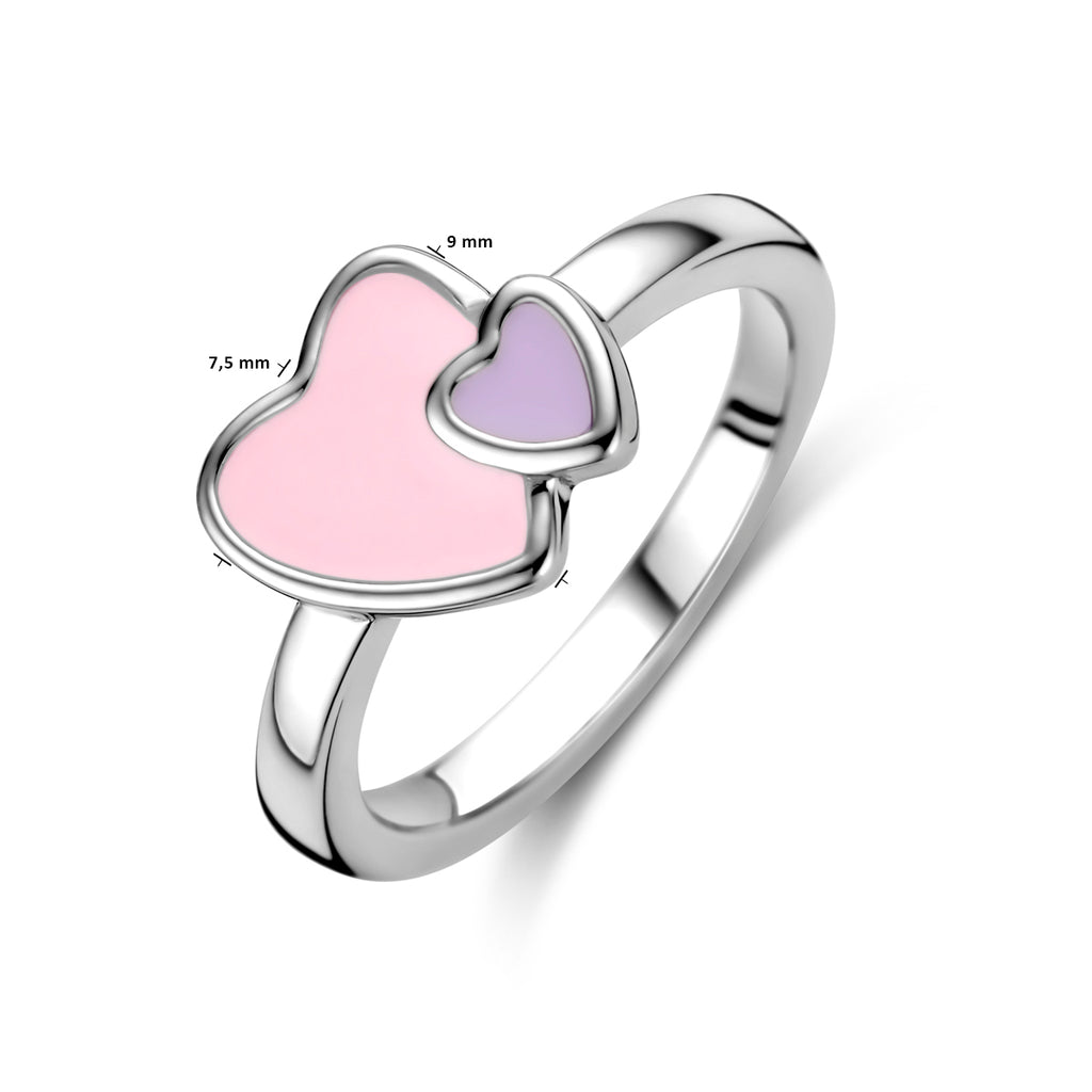 Ring hartjes zilver gerhodineerd