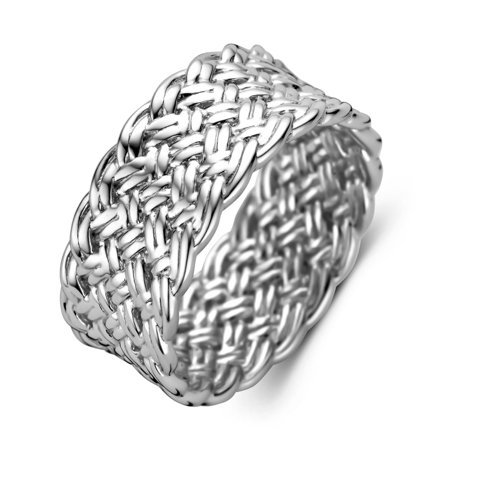 Ring gevlochten zilver gerhodineerd