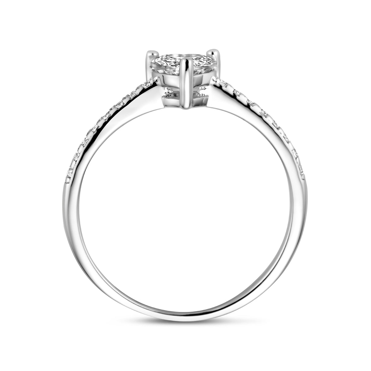 Ring hart zirkonia zilver gerhodineerd