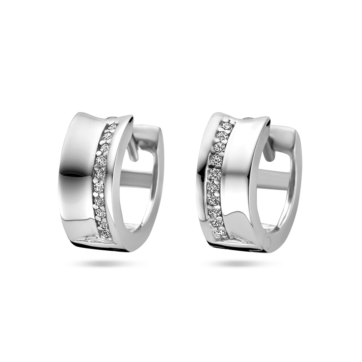 Klapoorringen zirkonia zilver gerhodineerd