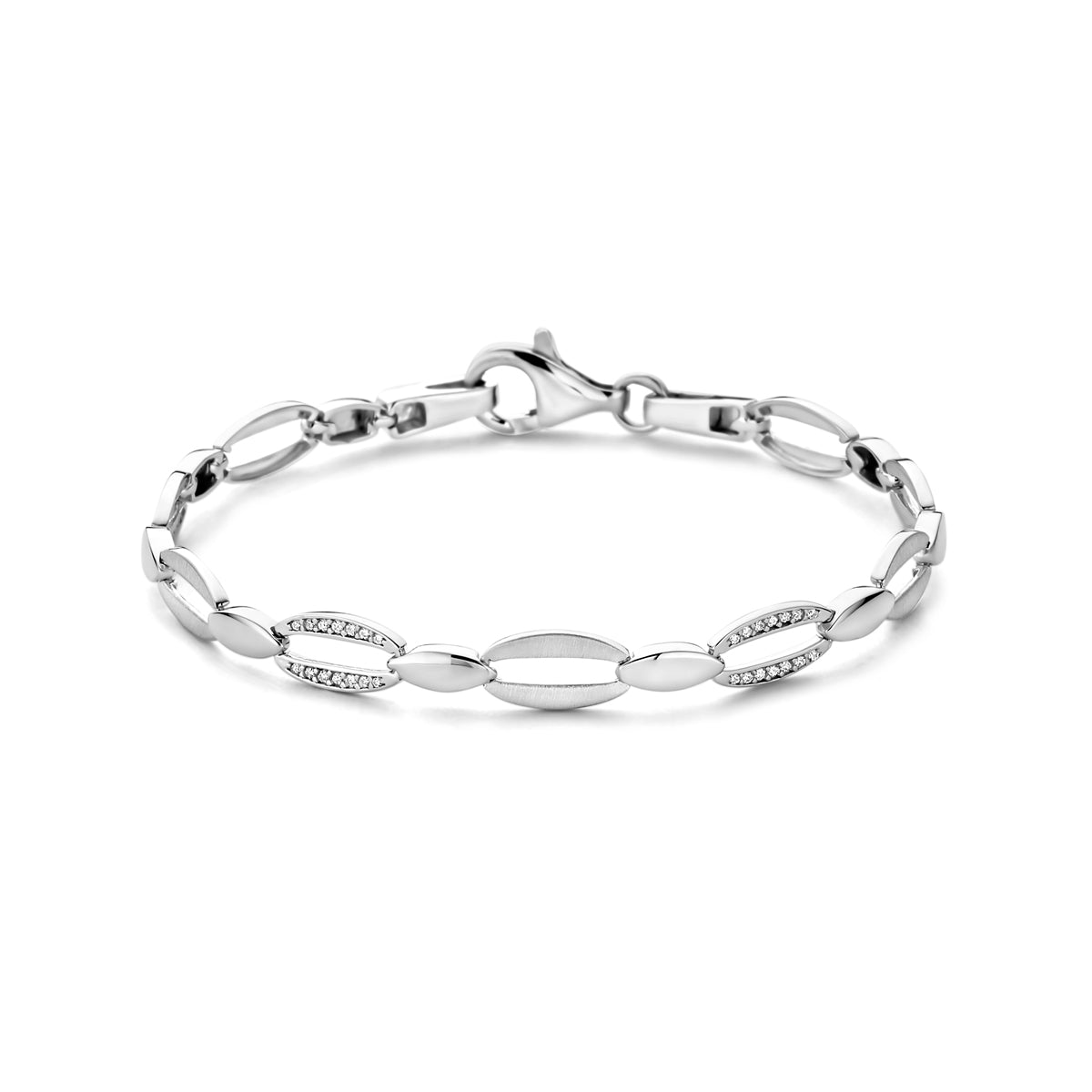 Armband zirkonia 6,0 mm 18,5 cm poli/mat zilver gerhodineerd