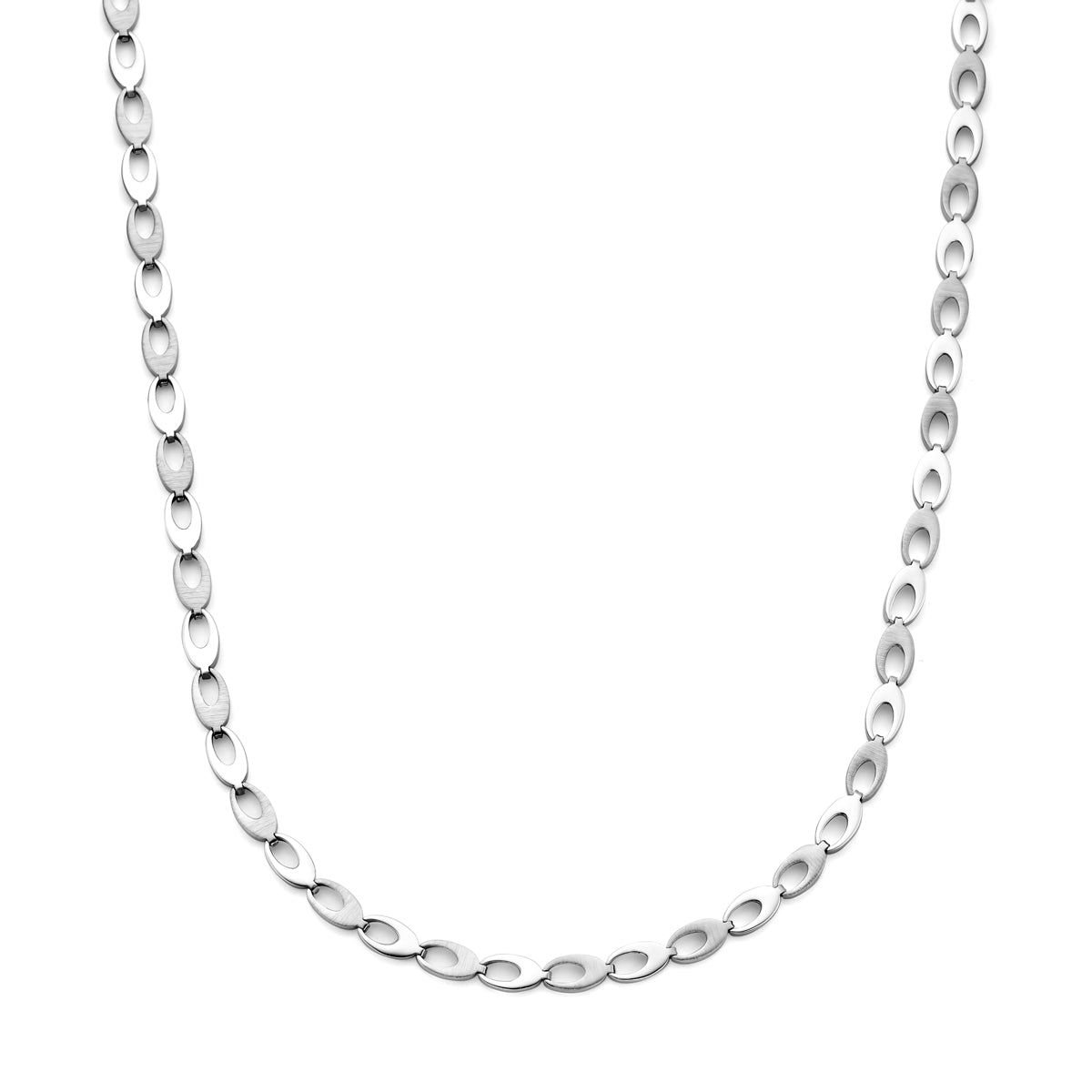 Collier poli/mat 6,0 mm 45 cm zilver gerhodineerd