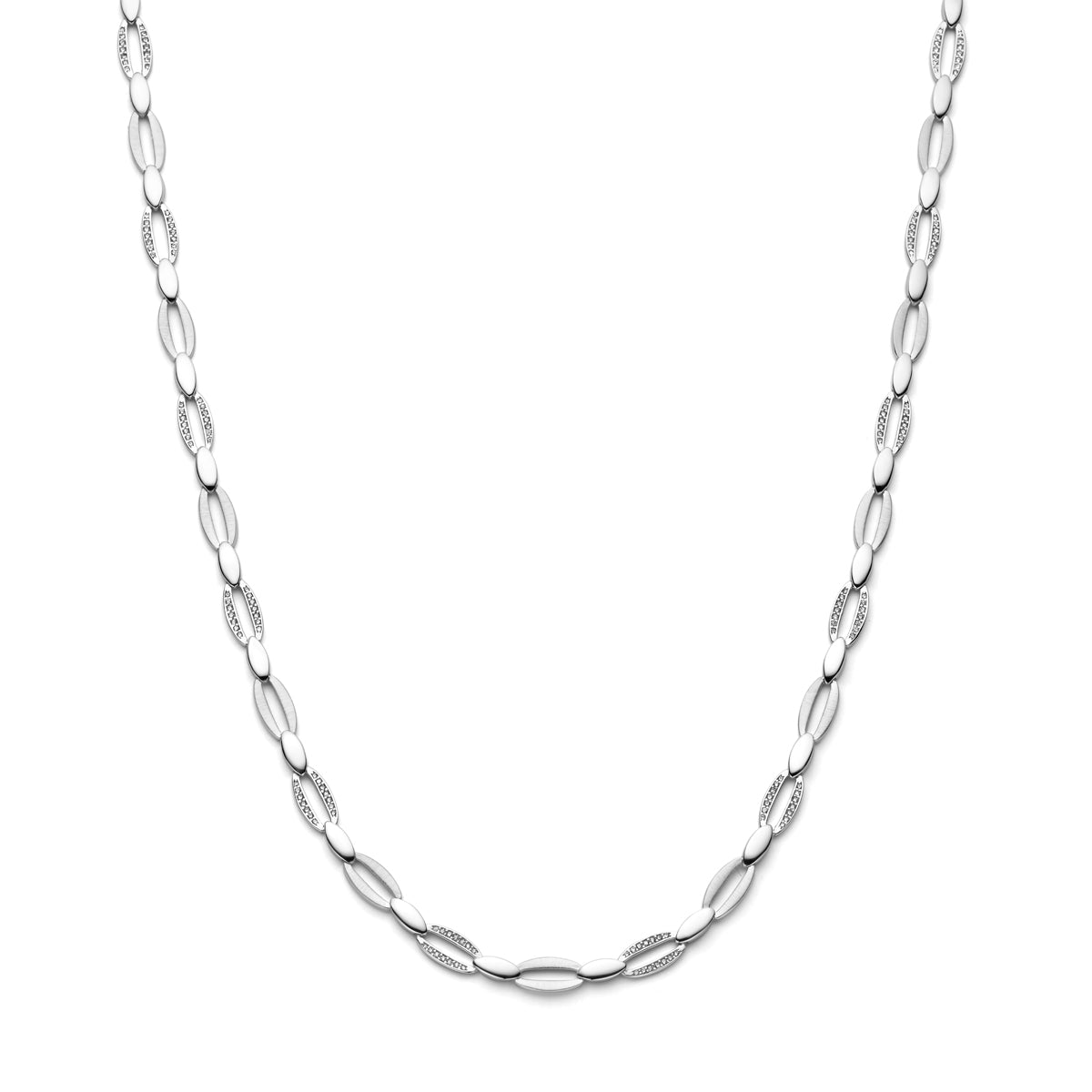 Collier zirkonia 6,0 mm 45 cm poli/mat zilver gerhodineerd