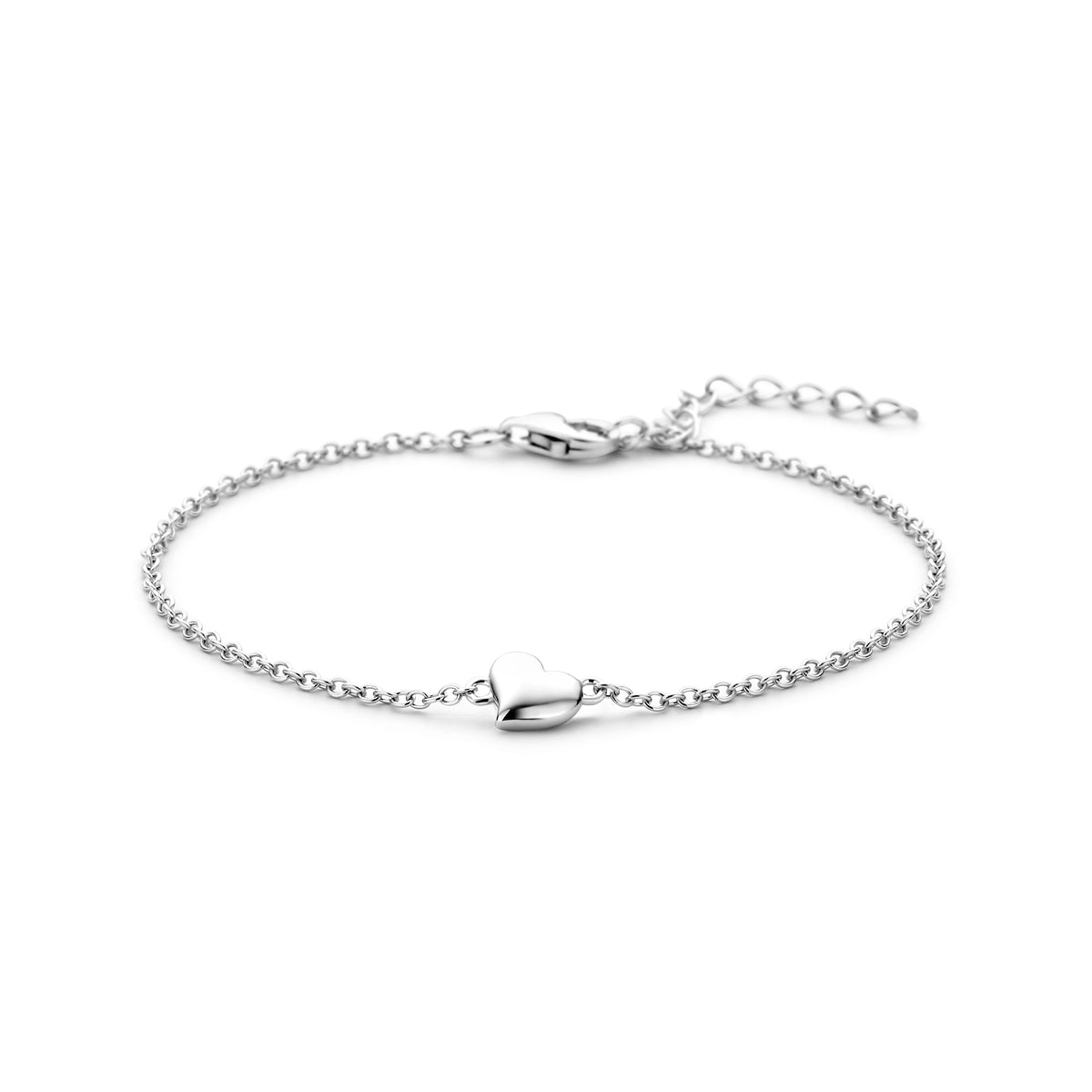 Armband hart 16 + 3 cm zilver gerhodineerd