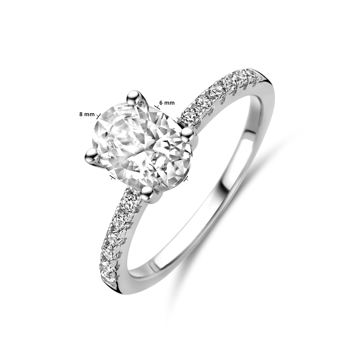 Ring  zirkonia zilver gerhodineerd