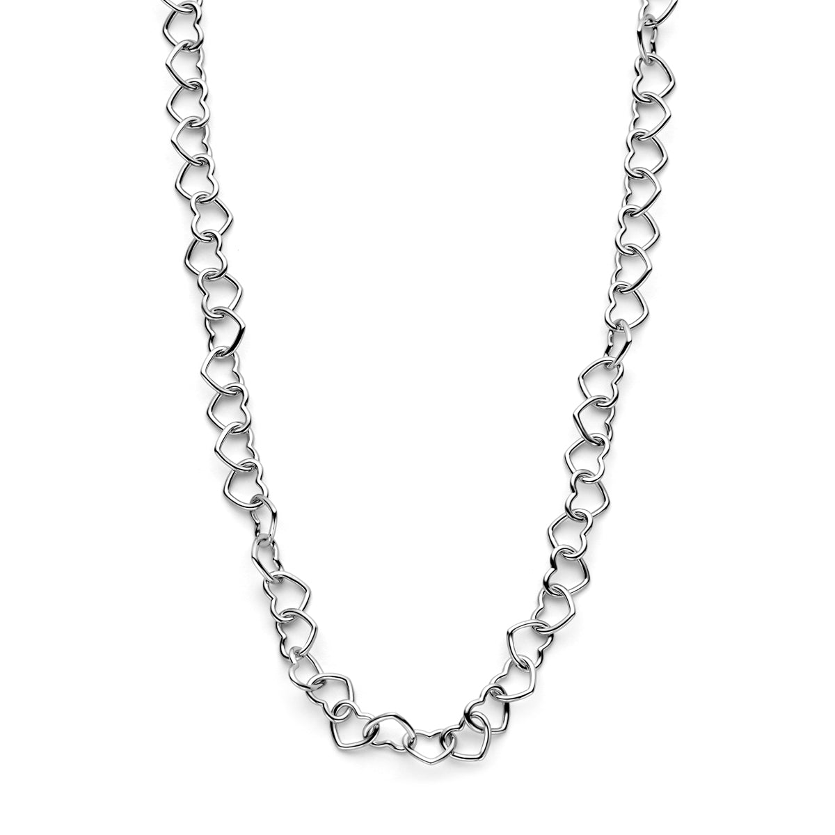 Collier hartjes 8,5 mm 45 cm zilver gerhodineerd