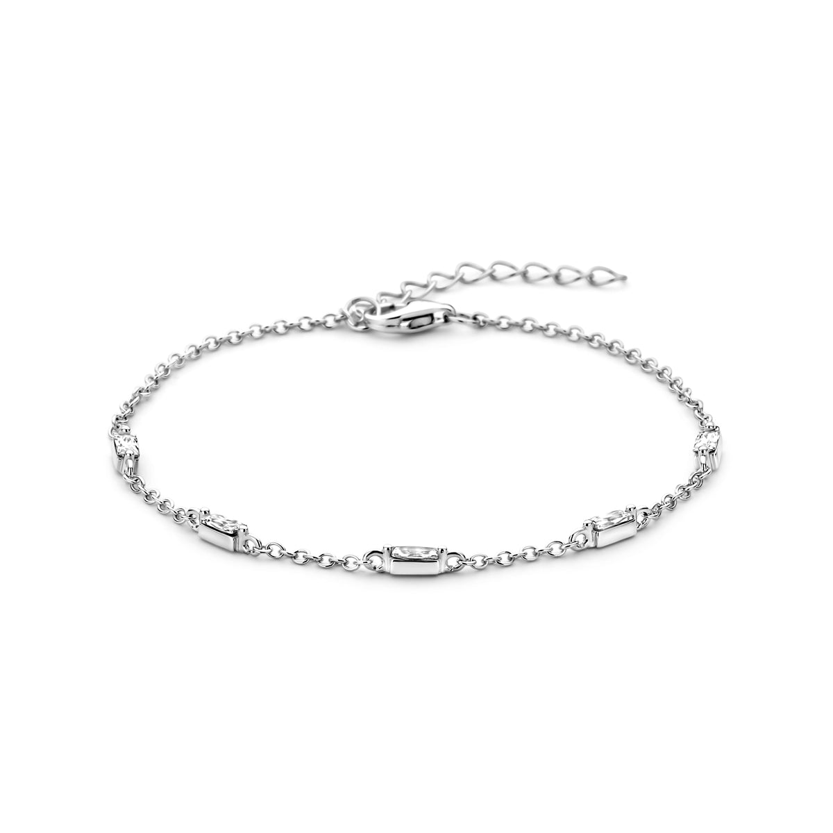 Armband zirkonia 16 + 3 cm zilver gerhodineerd