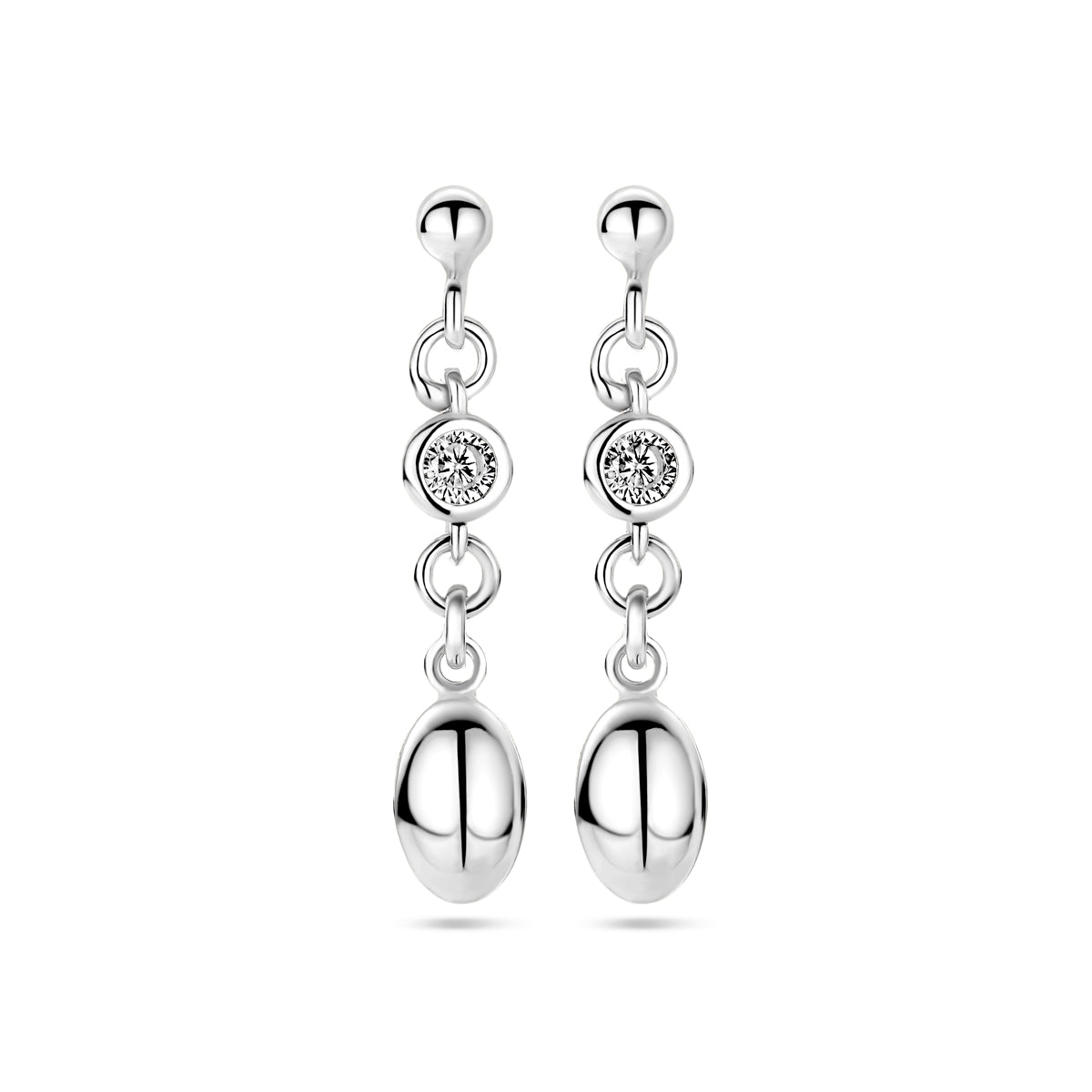 Oorhangers zirkonia zilver gerhodineerd