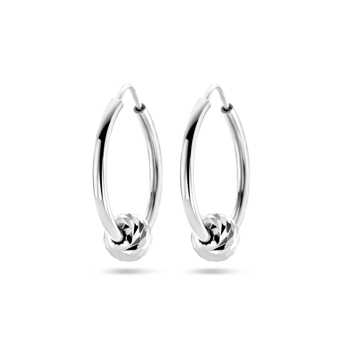 Oorringen bolletje zilver gerhodineerd