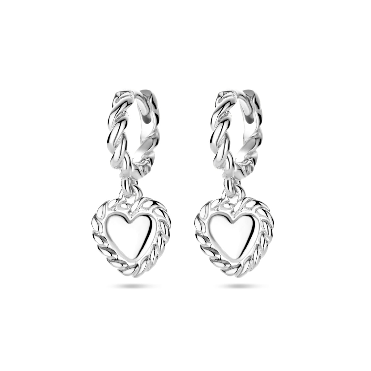 Klapoorringen hart zilver gerhodineerd