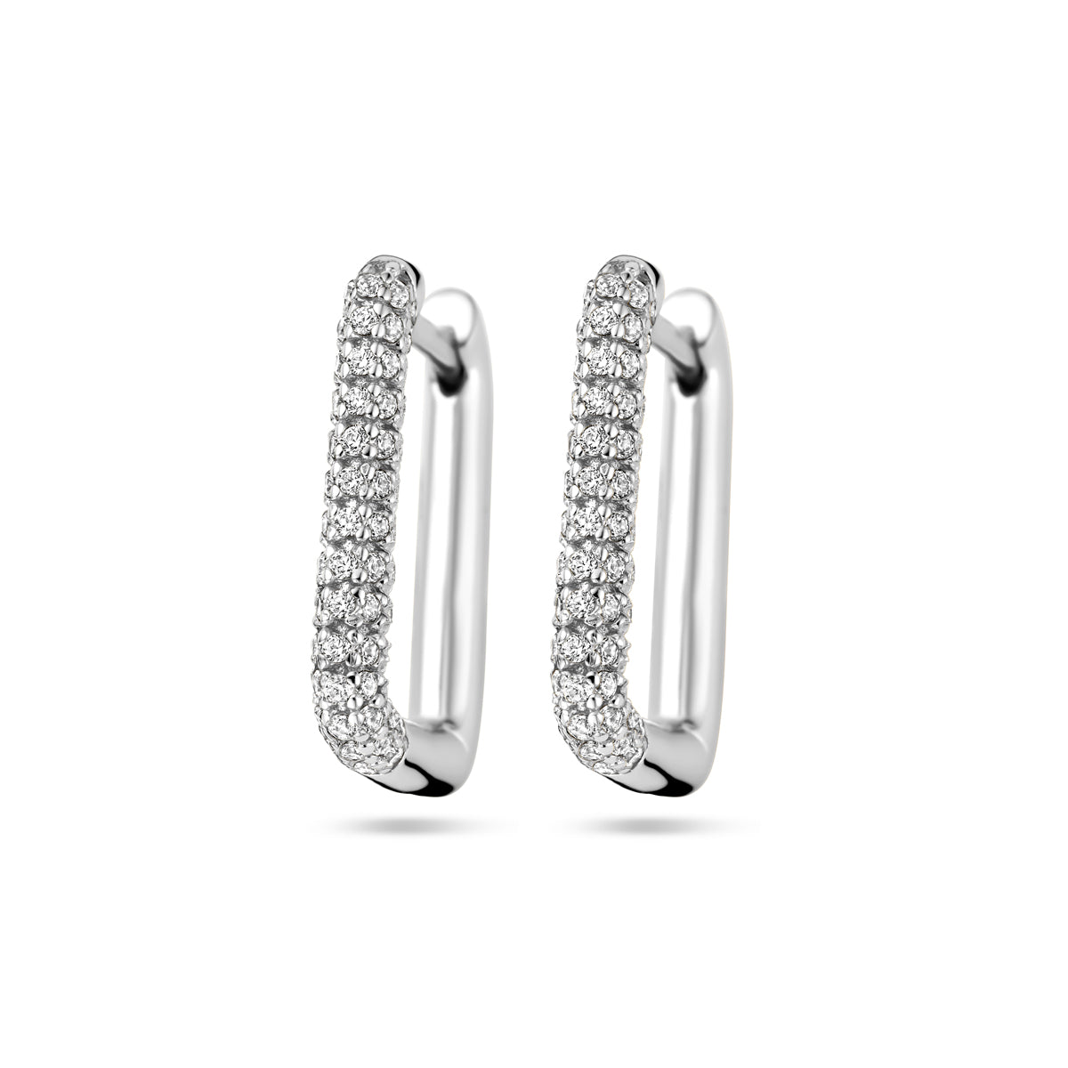 Klapoorringen zirkonia zilver gerhodineerd