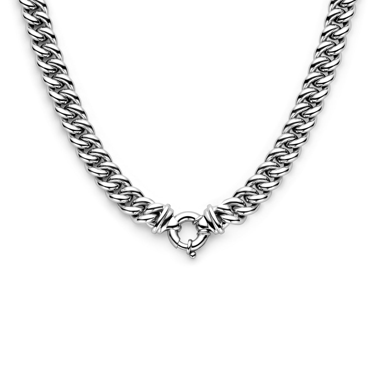 Collier gourmette 10,6 mm  43 cm met groot springslot zilver gerhodineerd