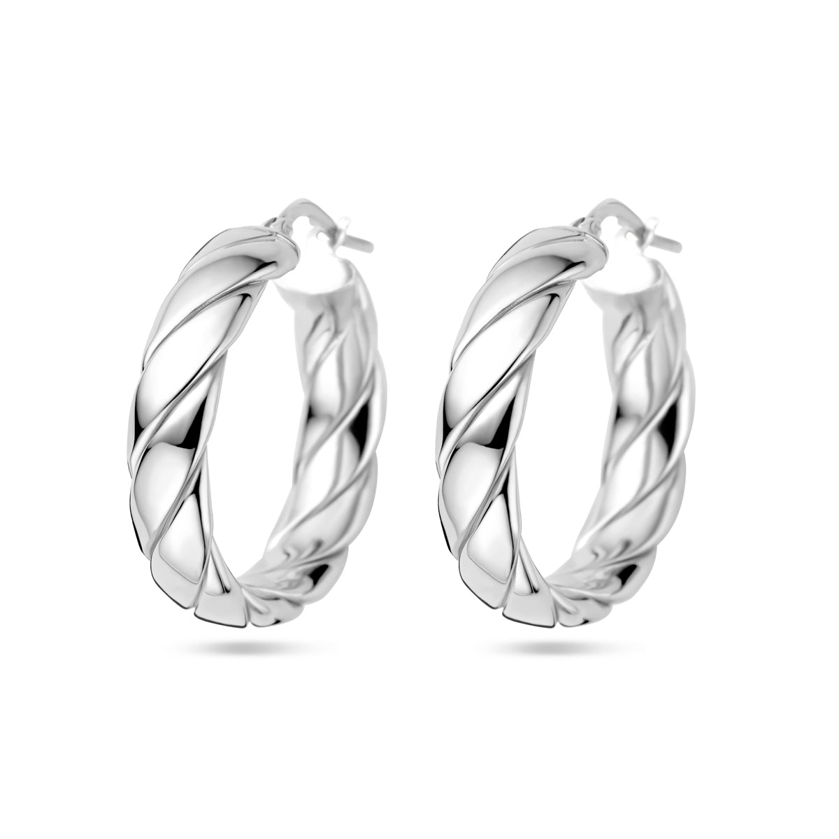 Oorringen gedraaid zilver gerhodineerd