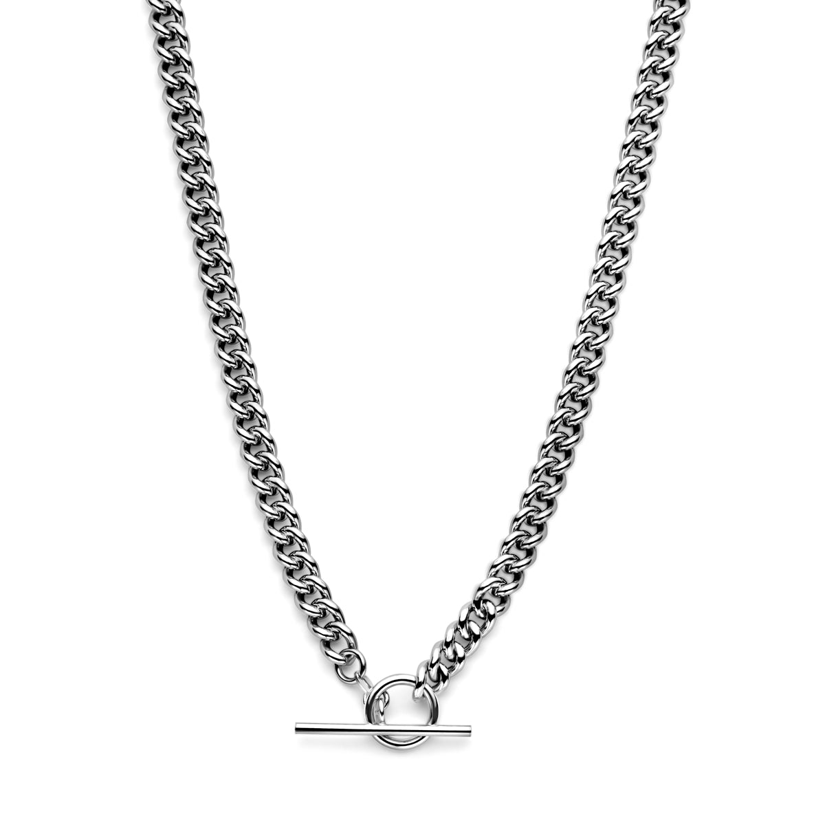 Collier gourmette 6,5 mm 45 cm kapittelslot zilver gerhodineerd