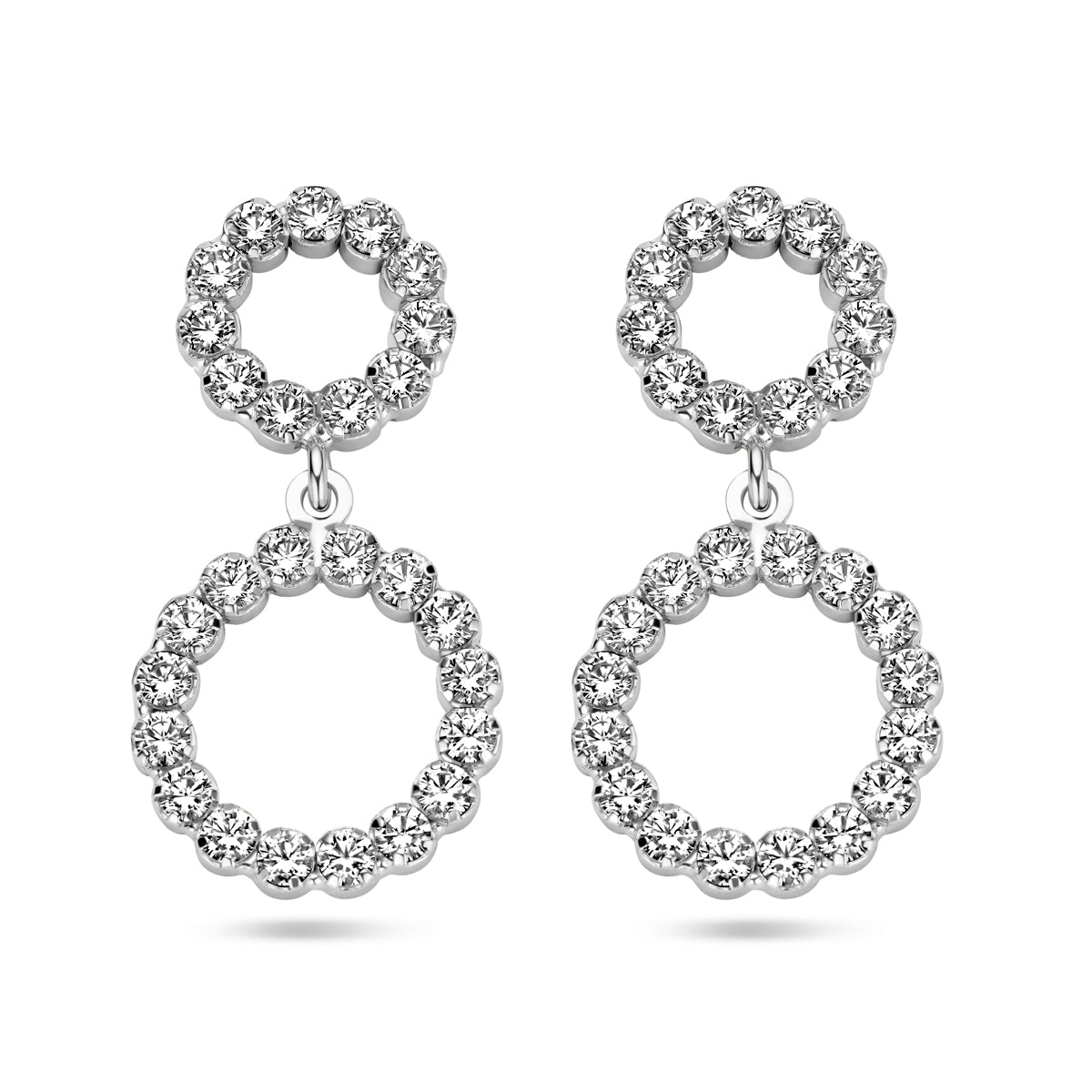 Oorhangers cirkels swarovski zilver gerhodineerd