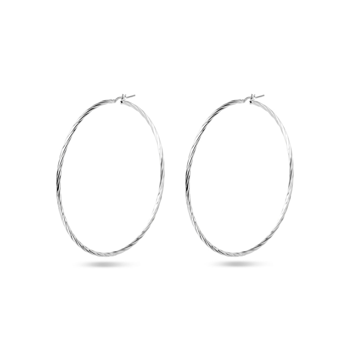 Oorringen gedraaide buis 2,5 mm zilver gerhodineerd