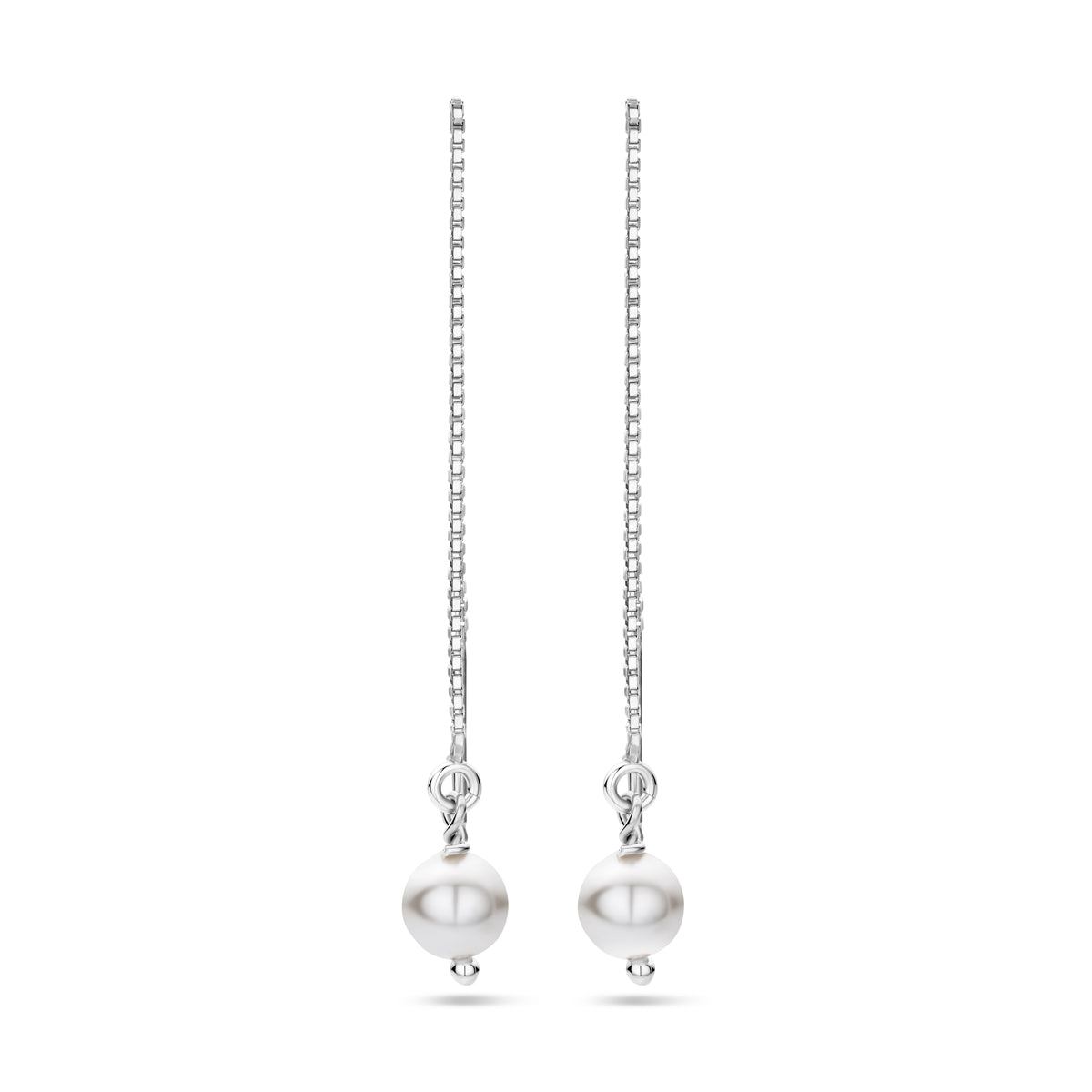 Doortrekoorbellen swarovski parel zilver gerhodineerd