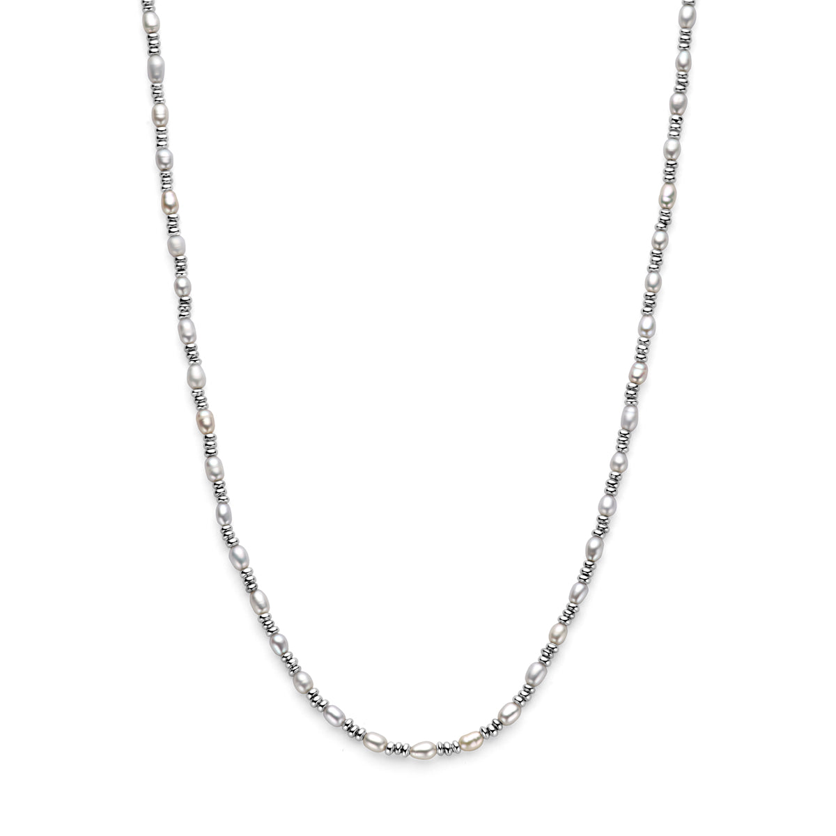 Collier parels zilver gerhodineerd