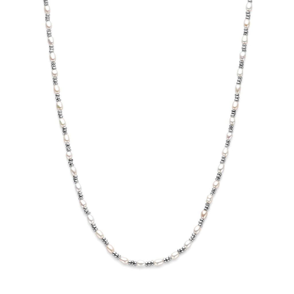 Collier parels zilver gerhodineerd