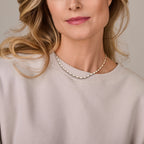 Collier parels zilver gerhodineerd