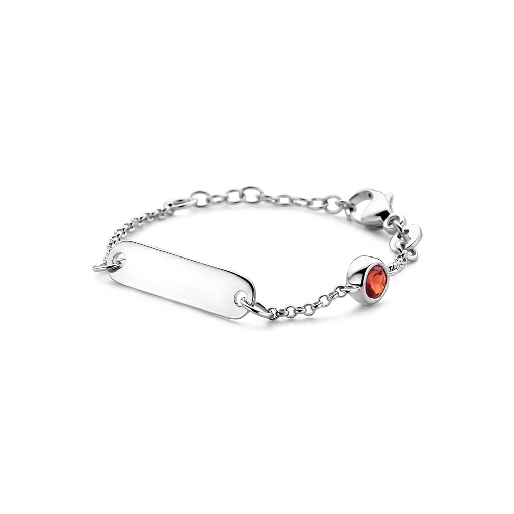 Graveerarmband plaat 5,0 mm met geboortesteen 9 + 2 cm zilver gerhodineerd