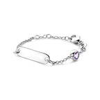 Graveerarmband plaat 5,0 mm met geboortesteen 9 + 2 cm zilver gerhodineerd