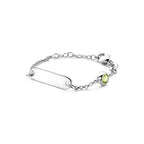 Graveerarmband plaat 5,0 mm met geboortesteen 9 + 2 cm zilver gerhodineerd