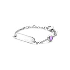 Graveerarmband plaat 5,0 mm met geboortesteen 9 + 2 cm zilver gerhodineerd