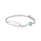 Graveerarmband plaat 5,0 mm met geboortesteen 11 + 2 cm zilver gerhodineerd