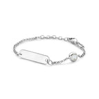 Graveerarmband plaat 5,0 mm met geboortesteen 11 + 2 cm zilver gerhodineerd