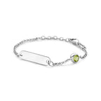 Graveerarmband plaat 5,0 mm met geboortesteen 11 + 2 cm zilver gerhodineerd