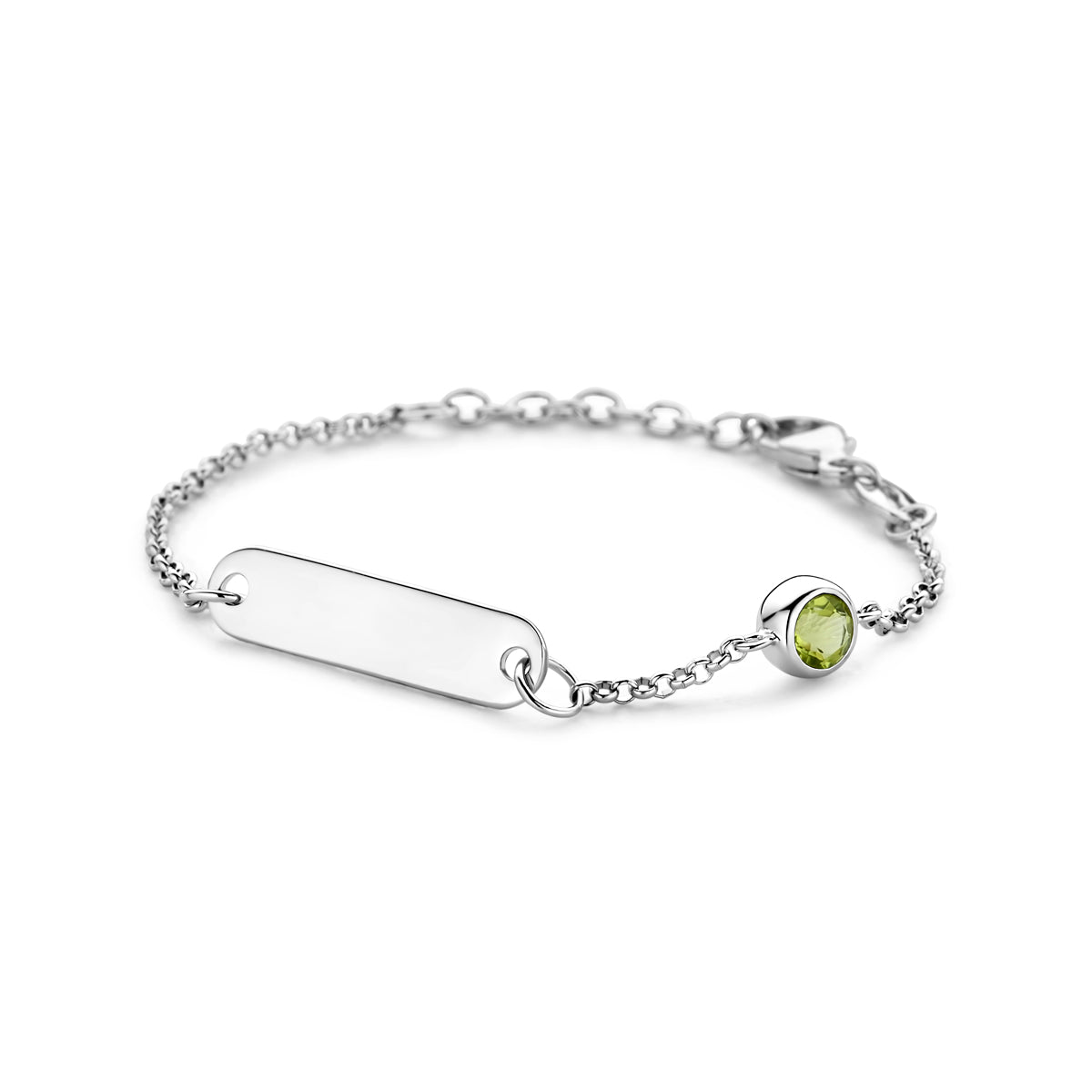 Graveerarmband plaat 5,0 mm met geboortesteen 11 + 2 cm zilver gerhodineerd