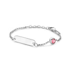Graveerarmband plaat 5,0 mm met geboortesteen 11 + 2 cm zilver gerhodineerd