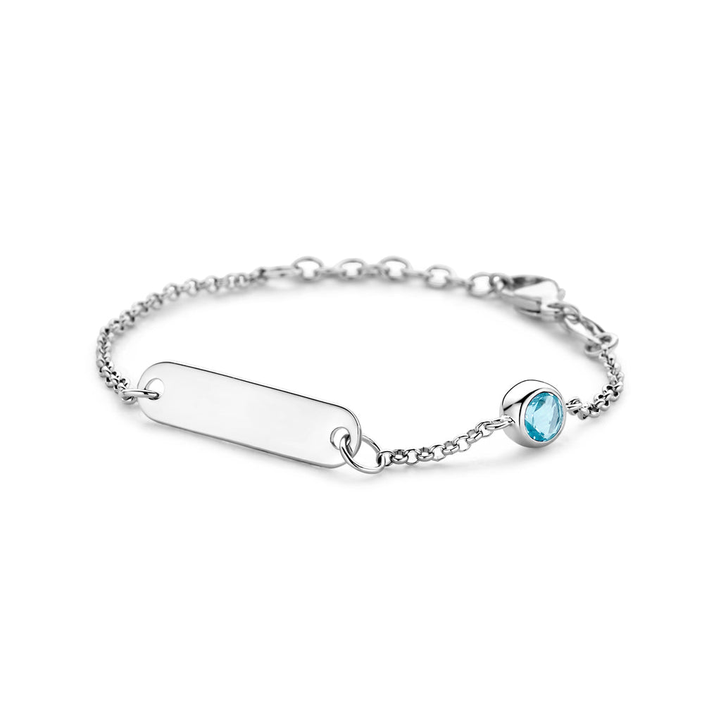 Graveerarmband plaat 5,0 mm met geboortesteen 11 + 2 cm zilver gerhodineerd