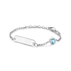 Graveerarmband plaat 5,0 mm met geboortesteen 11 + 2 cm zilver gerhodineerd