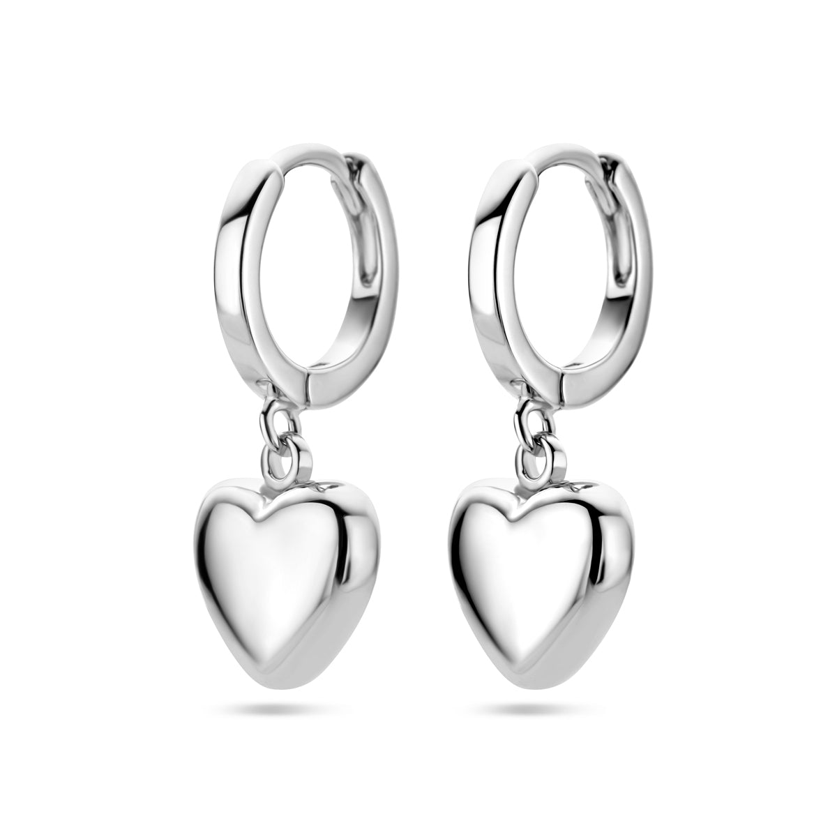 Klapoorringen hart zilver gerhodineerd