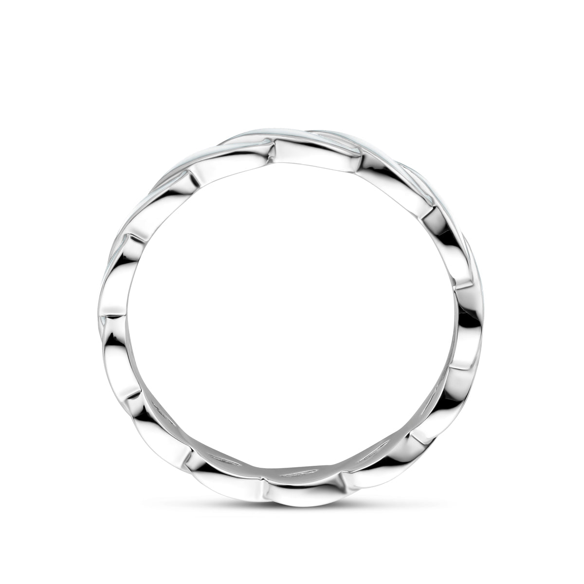 Ring wit emaille zilver gerhodineerd