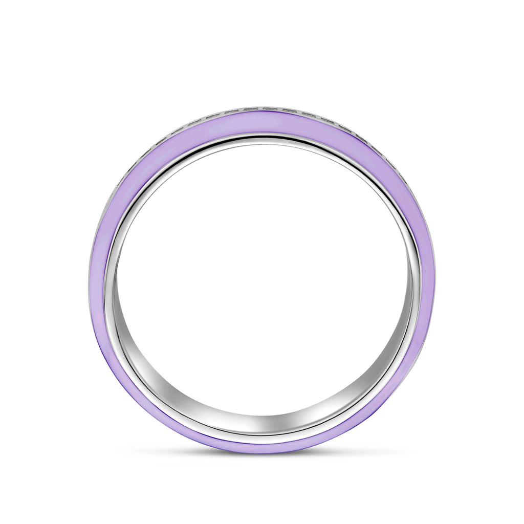 Ring paars emaille en zirkonia zilver gerhodineerd