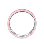 Ring roze emaille en zirkonia zilver gerhodineerd